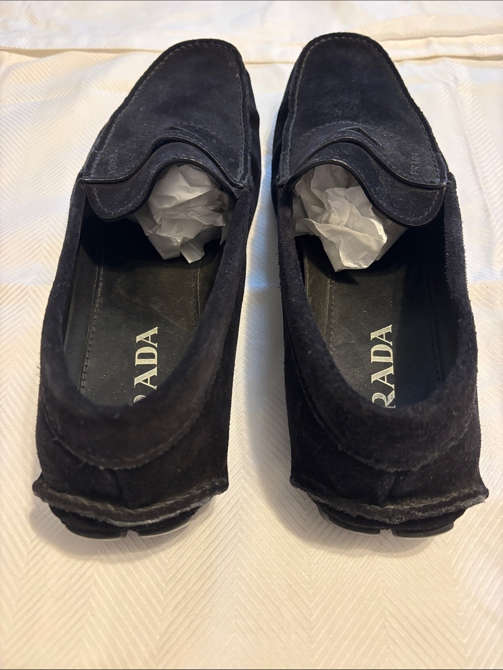 Prada Black Suede Leather Shoes Driving Shoes Loafers Sz 9.5 - Picture 5 of 10